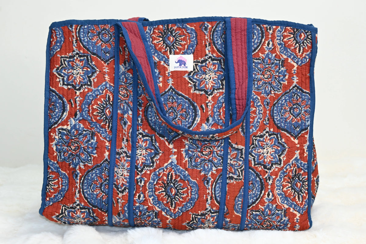 Rust & Indigo Quilted Tote Bag