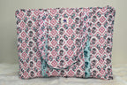 Aqua Blossom Quilted Zipper Tote Bag
