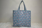 Azure Paisley Quilted Tote Bag