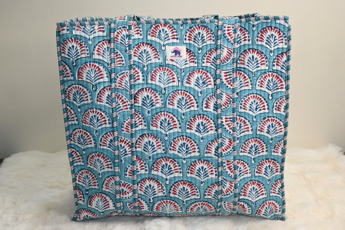 Azure Paisley Quilted Tote Bag