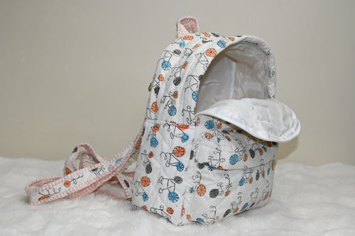 Bicycle Print Quilted Backpack