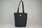 Black Petal Quilted Zipper Mini Tote Bag