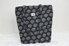 Black Petal Quilted Zipper Mini Tote Bag