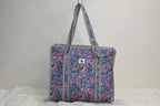 Blue Blossom Zipper Mini Tote Bag