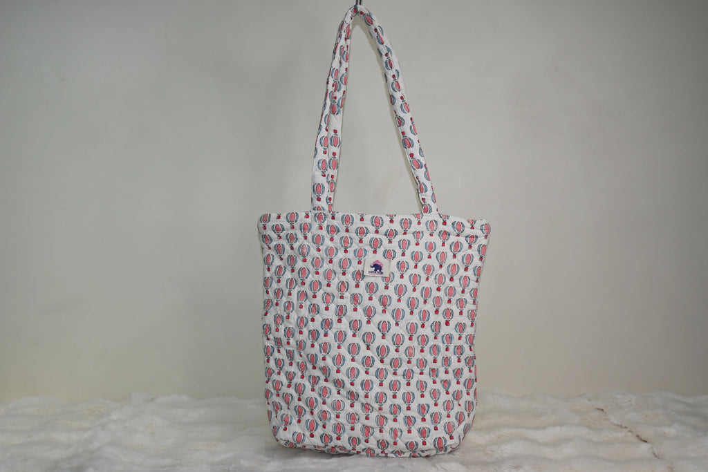 Blush Balloon Quilted Zipper Mini Tote Bag