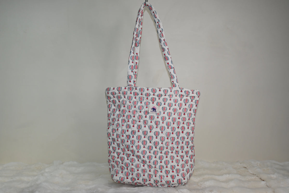Blush Balloon Quilted Zipper Mini Tote Bag