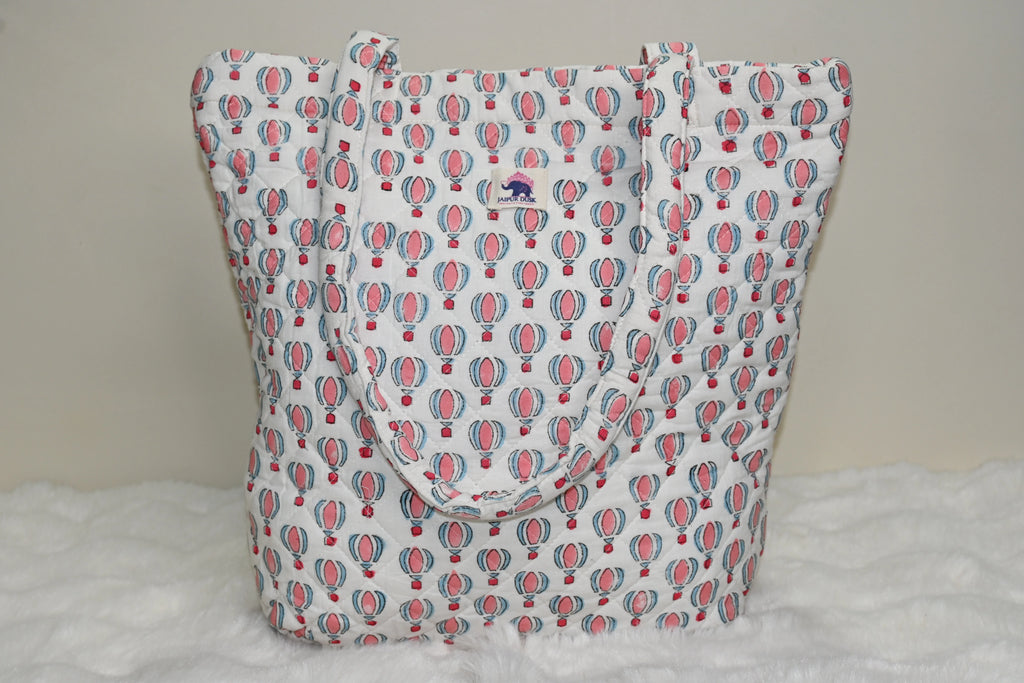 Blush Balloon Quilted Zipper Mini Tote Bag