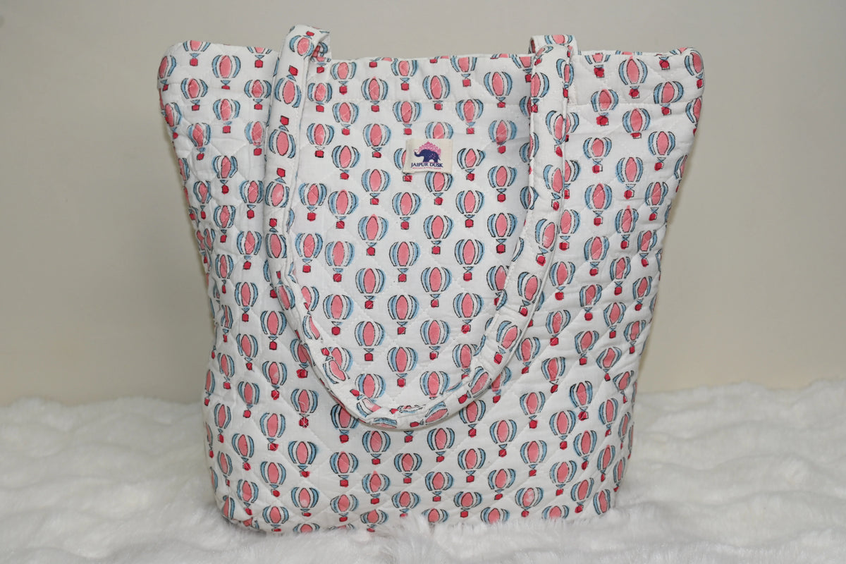 Blush Balloon Quilted Zipper Mini Tote Bag
