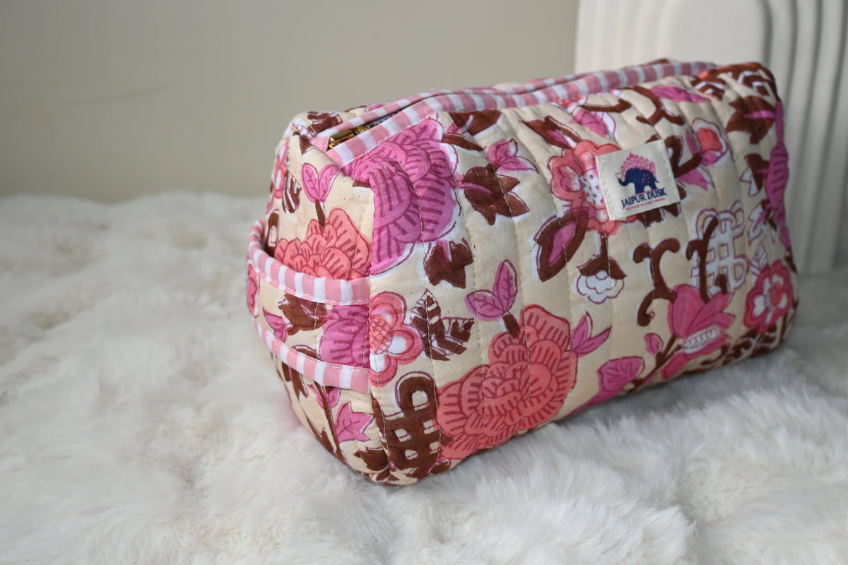 Cotton Floral Quilted Organizer Pouch