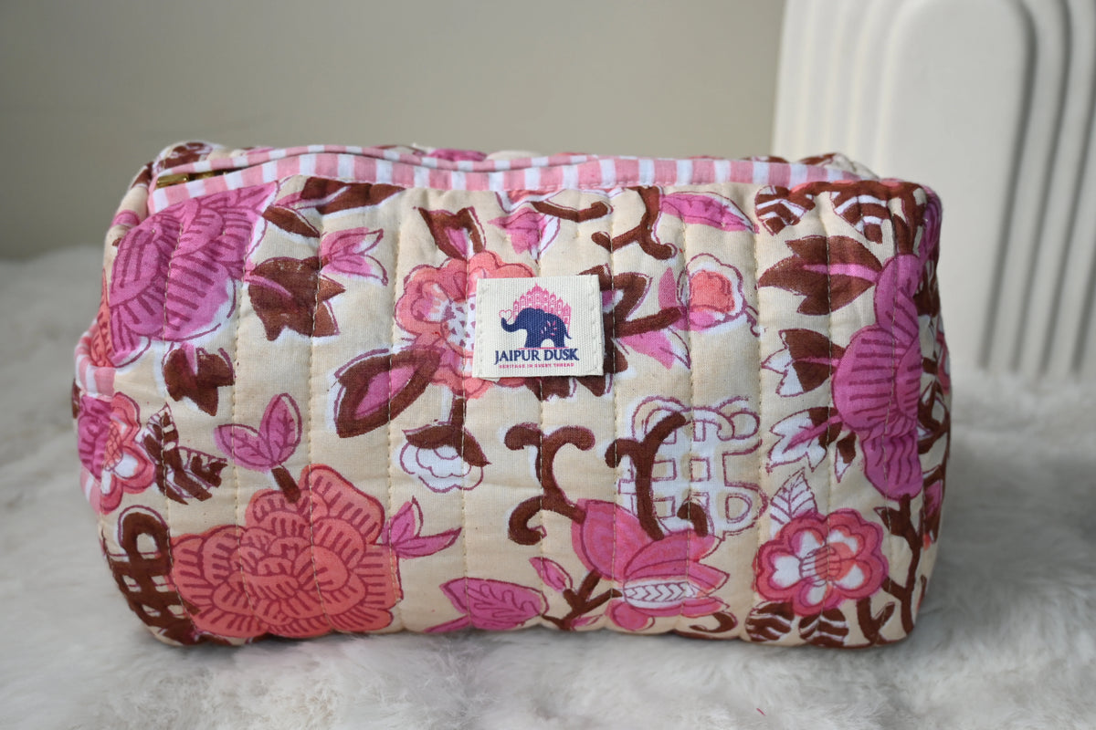 Cotton Floral Quilted Organizer Pouch