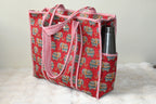 Elephant Print Quilted Zipper Tote Bag
