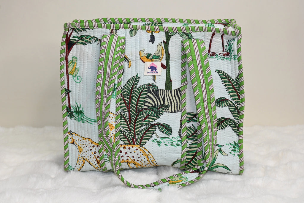 Green Jungle Safari Zipper Mini Tote Bag
