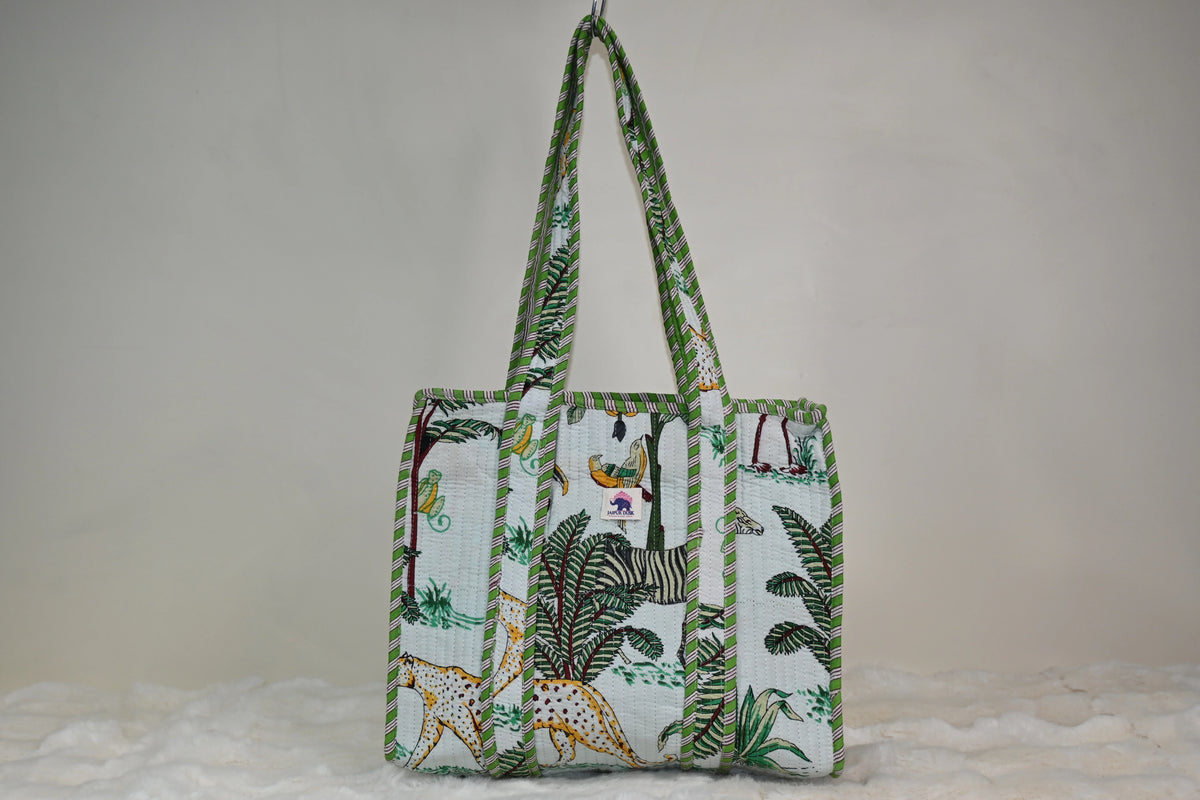 Green Jungle Safari Zipper Mini Tote Bag