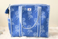 Indigo Bloom Quilted Zipper Tote Bag
