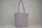 Lavender Lattice Quilted Zipper Mini Tote Bag