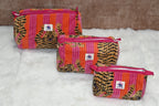 Leopard Orange Strap Travel Pouch Combo