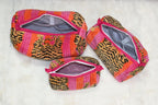 Leopard Orange Strap Travel Pouch Combo