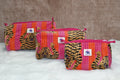 Leopard Orange Strap Travel Pouch Combo