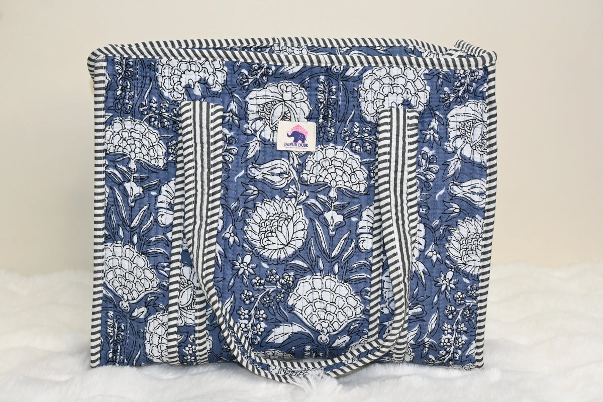 Midnight Bloom Quilted Mini Tote Bag