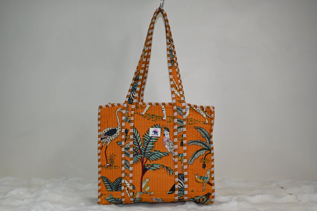 Mustard Jungle Safari Zipper Mini Tote Bag