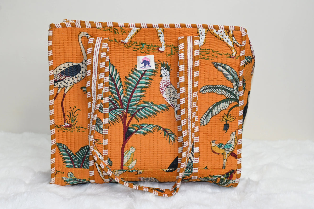 Mustard Jungle Safari Zipper Mini Tote Bag