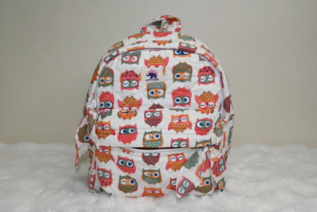 Owl Printed Kids Quilted Backpack
