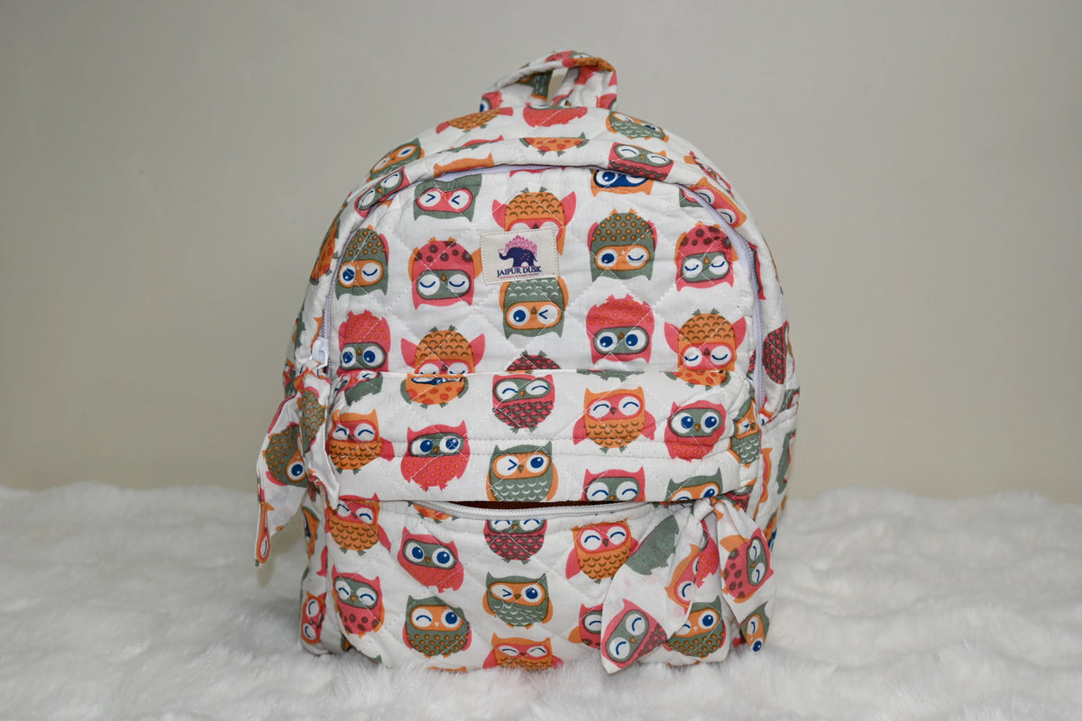 Owl Printed Kids Quilted Backpack