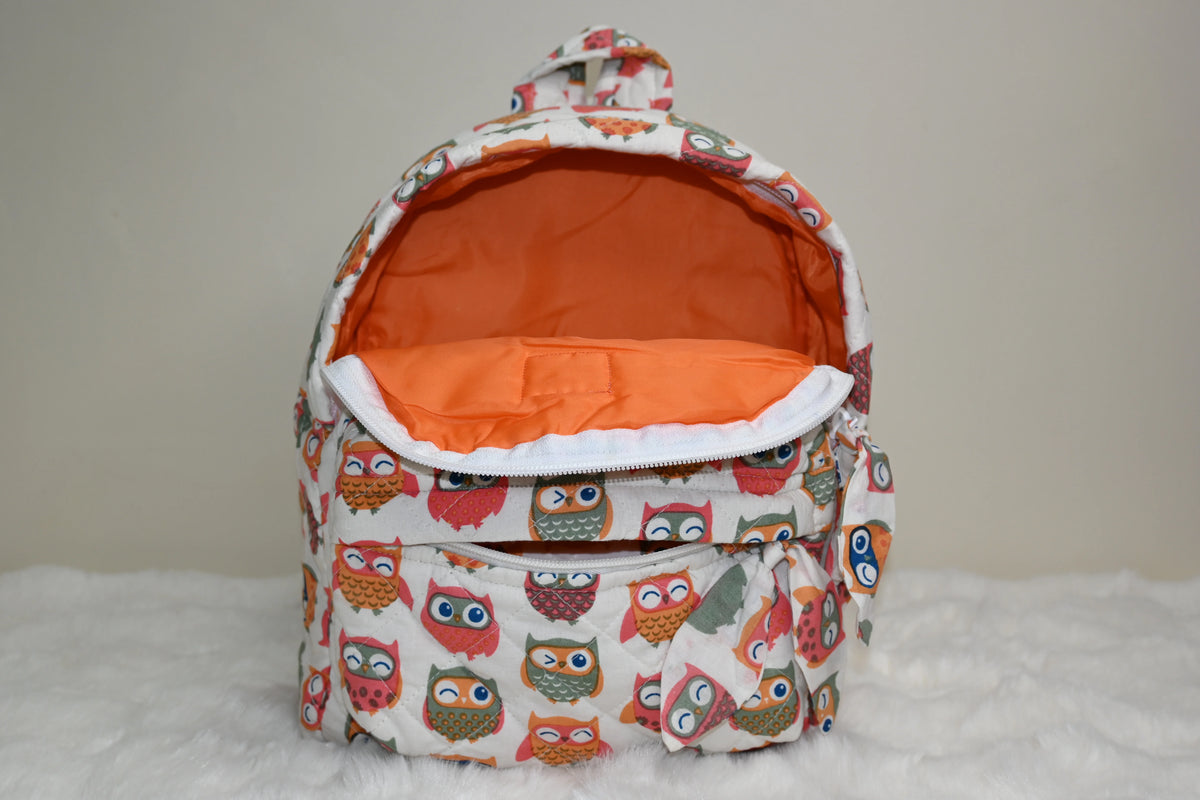 Owl Printed Kids Quilted Backpack