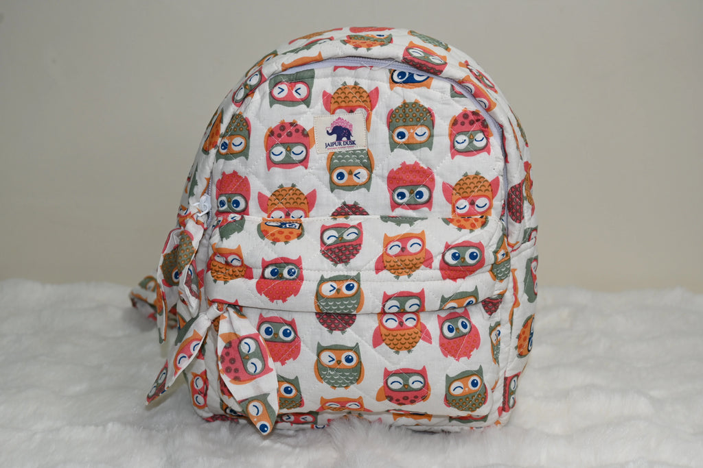 Owl Printed Kids Quilted Backpack