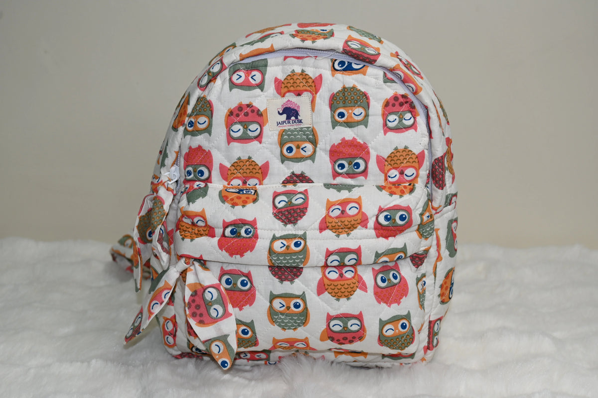 Owl Printed Kids Quilted Backpack