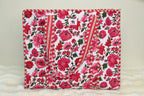 Pink Blossom Quilted Zipper Tote Bag