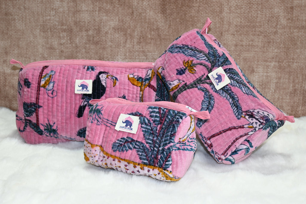 Pink Jungle Safari Travel Pouch Combo