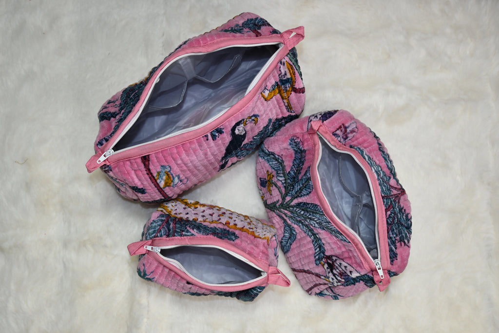 Pink Jungle Safari Travel Pouch Combo