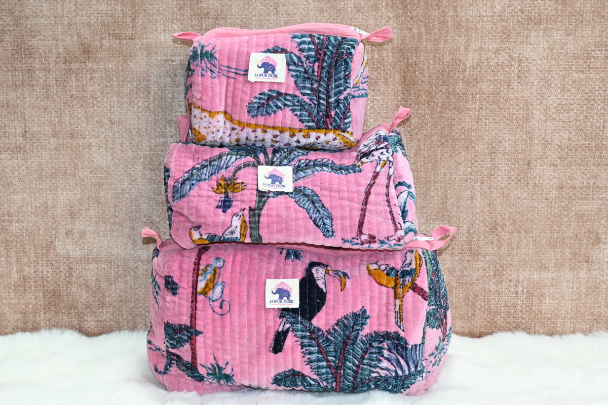 Pink Jungle Safari Travel Pouch Combo