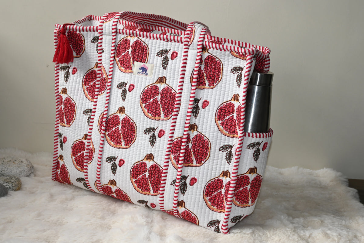 Promegrante Quilted Tote Bag with Magnetic Button