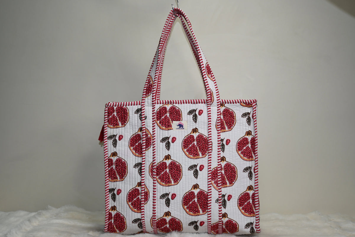 Promegrante Quilted Tote Bag with Magnetic Button