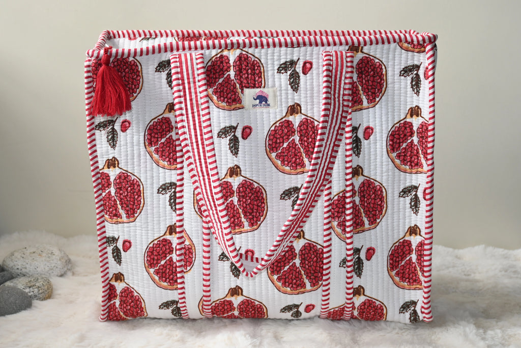 Promegrante Quilted Tote Bag with Magnetic Button