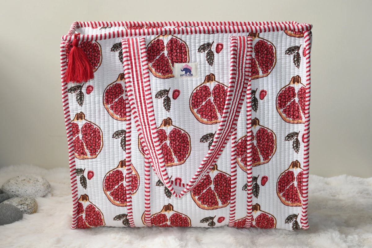 Promegrante Quilted Tote Bag with Magnetic Button