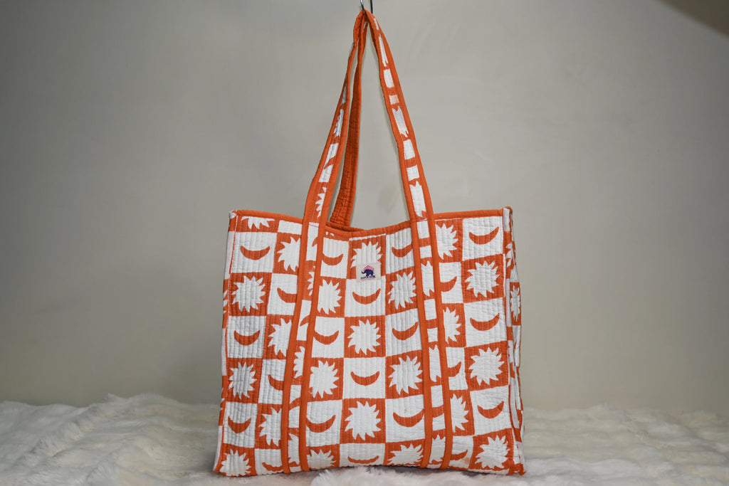 Sun & Moon Quilted Tote Bag