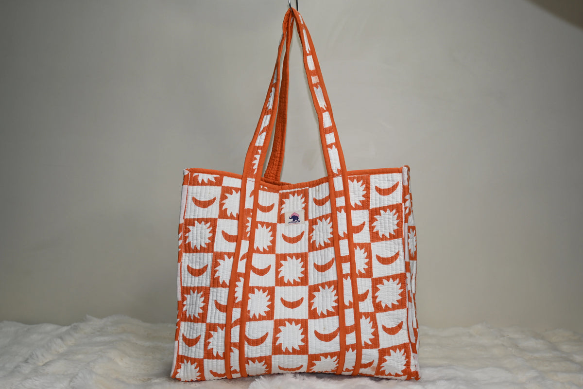 Sun & Moon Quilted Tote Bag