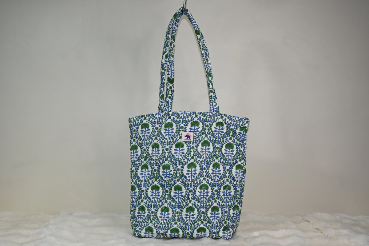 Vine Quilted Zipper Mini Tote Bag