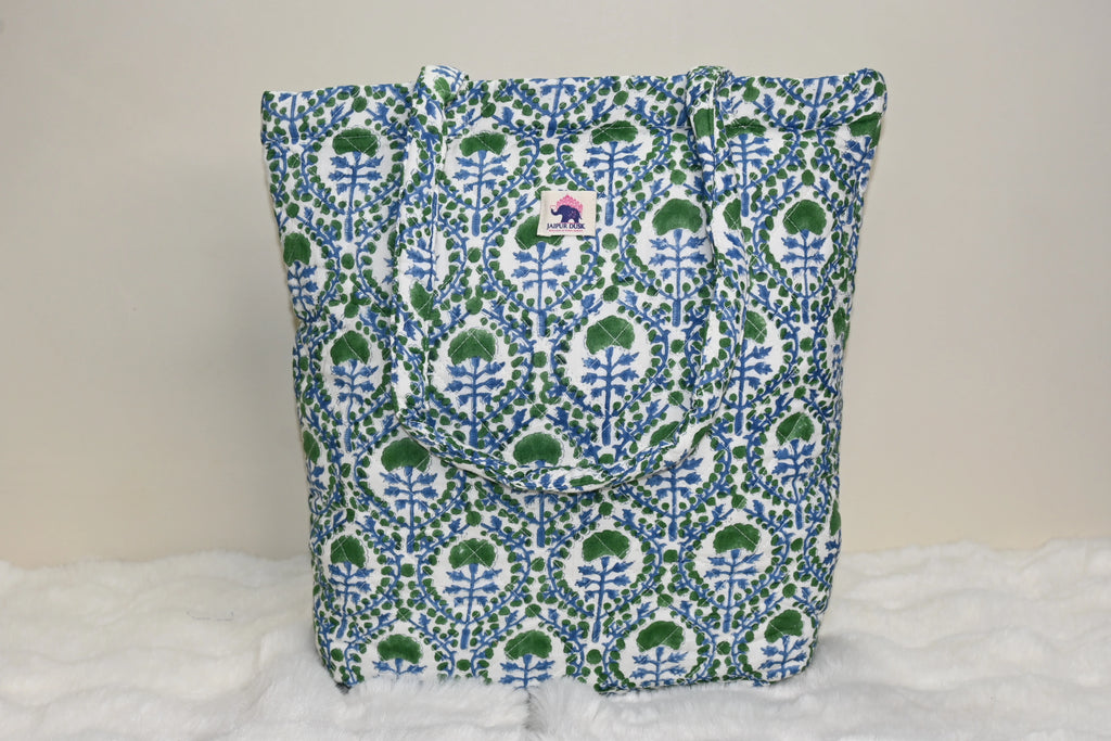 Vine Quilted Zipper Mini Tote Bag