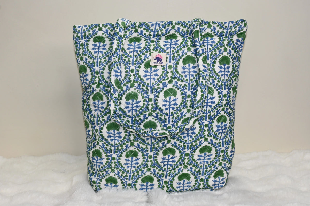 Vine Quilted Zipper Mini Tote Bag