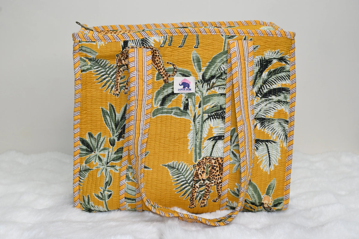 Yellow Safari Quilted Mini Tote Bag